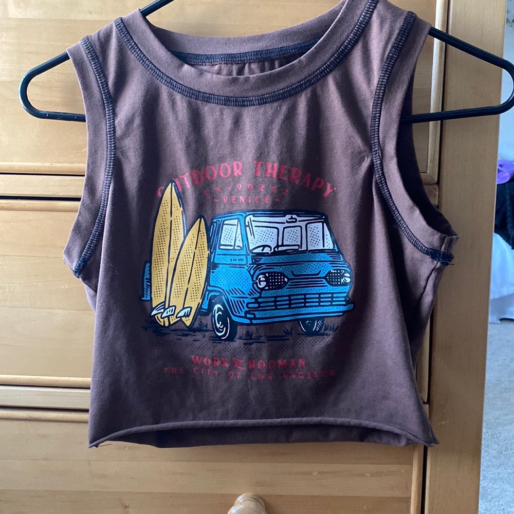 BROWN CROP SLEEVELESS TOP